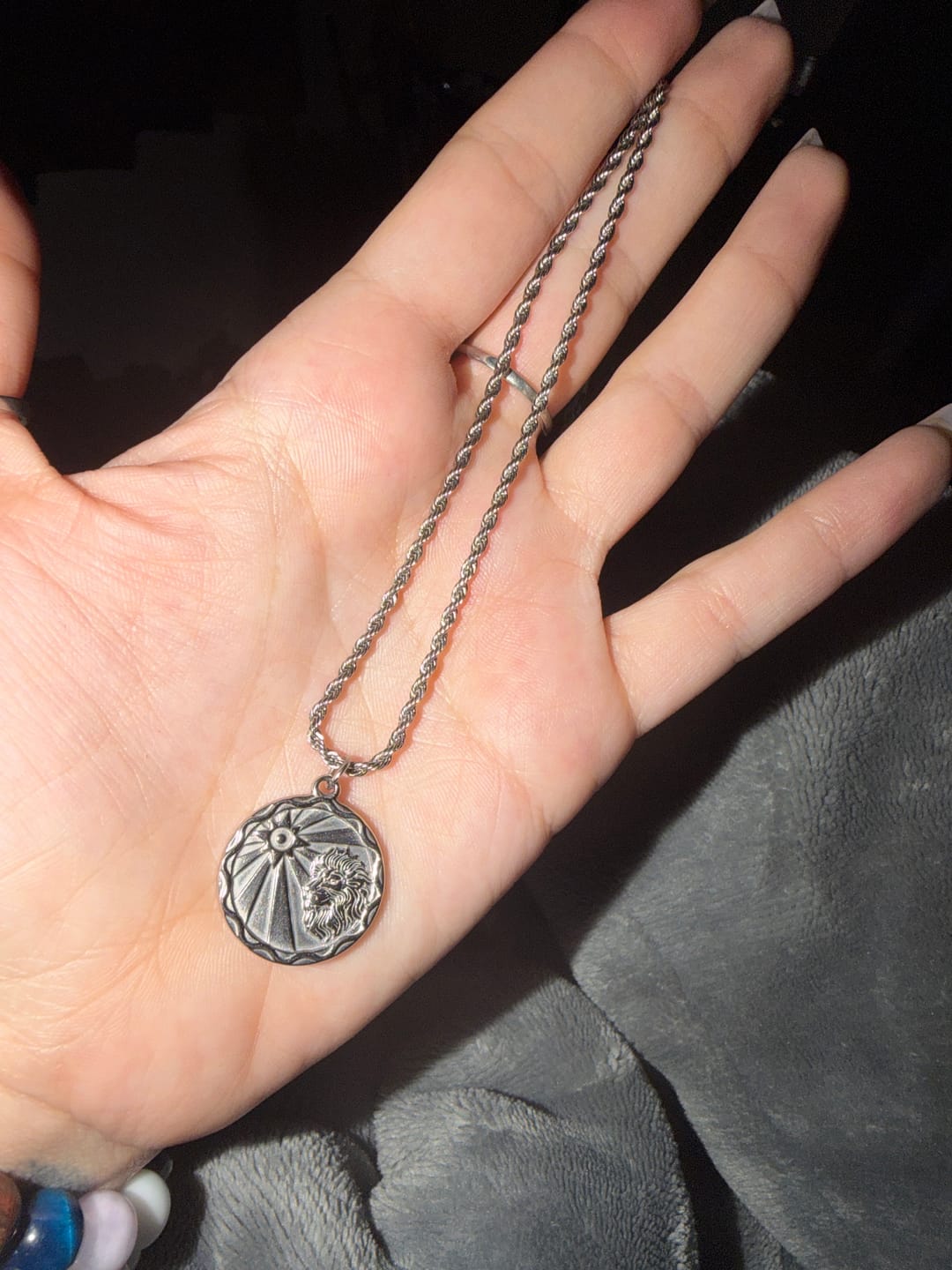 Customer photo review of Zodiac Coin Necklace w/ Rope Chain