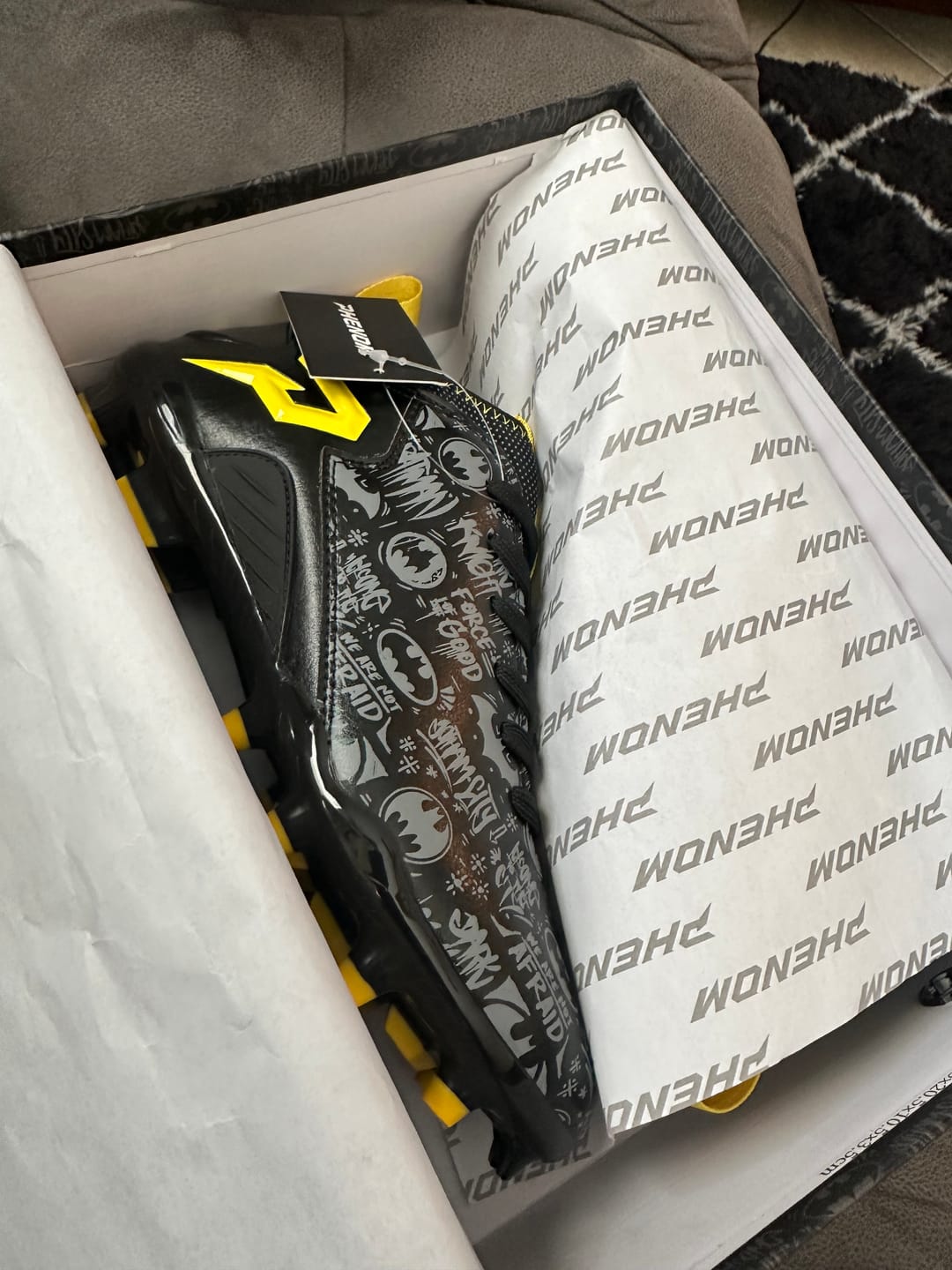 Customer photo review of Batman Football Cleats - Quantum Speed by Phenom Elite