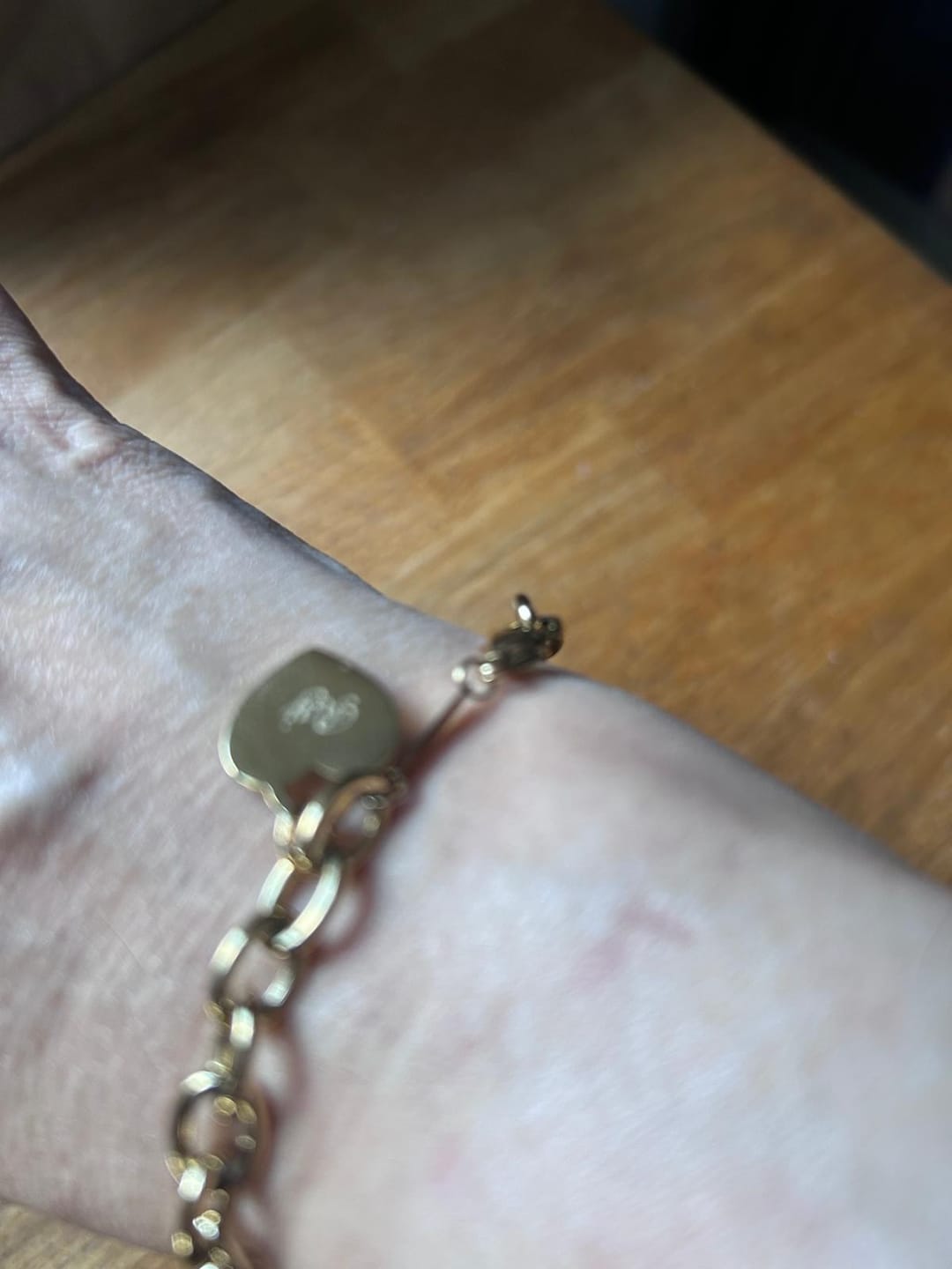 Customer photo review of Classic Chunky Engravable Heart Bracelet