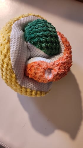 Customer photo review of Stuffies Treat Dispensing Plush Toys