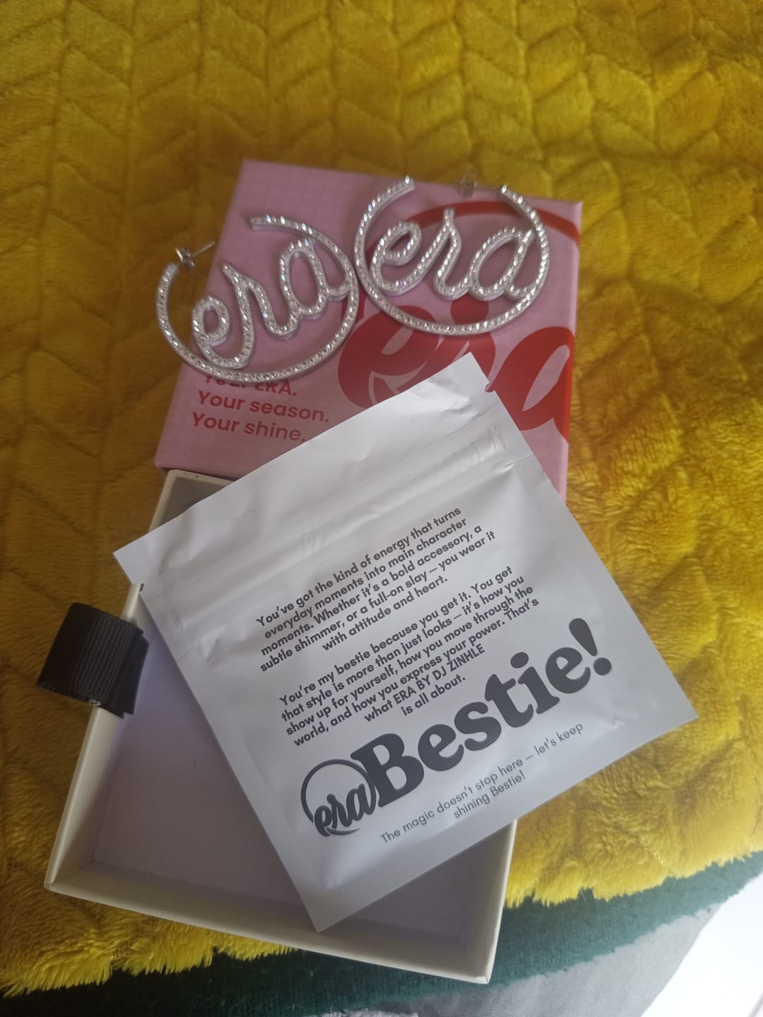Customer photo review of Silver Luxe Logo Hoops