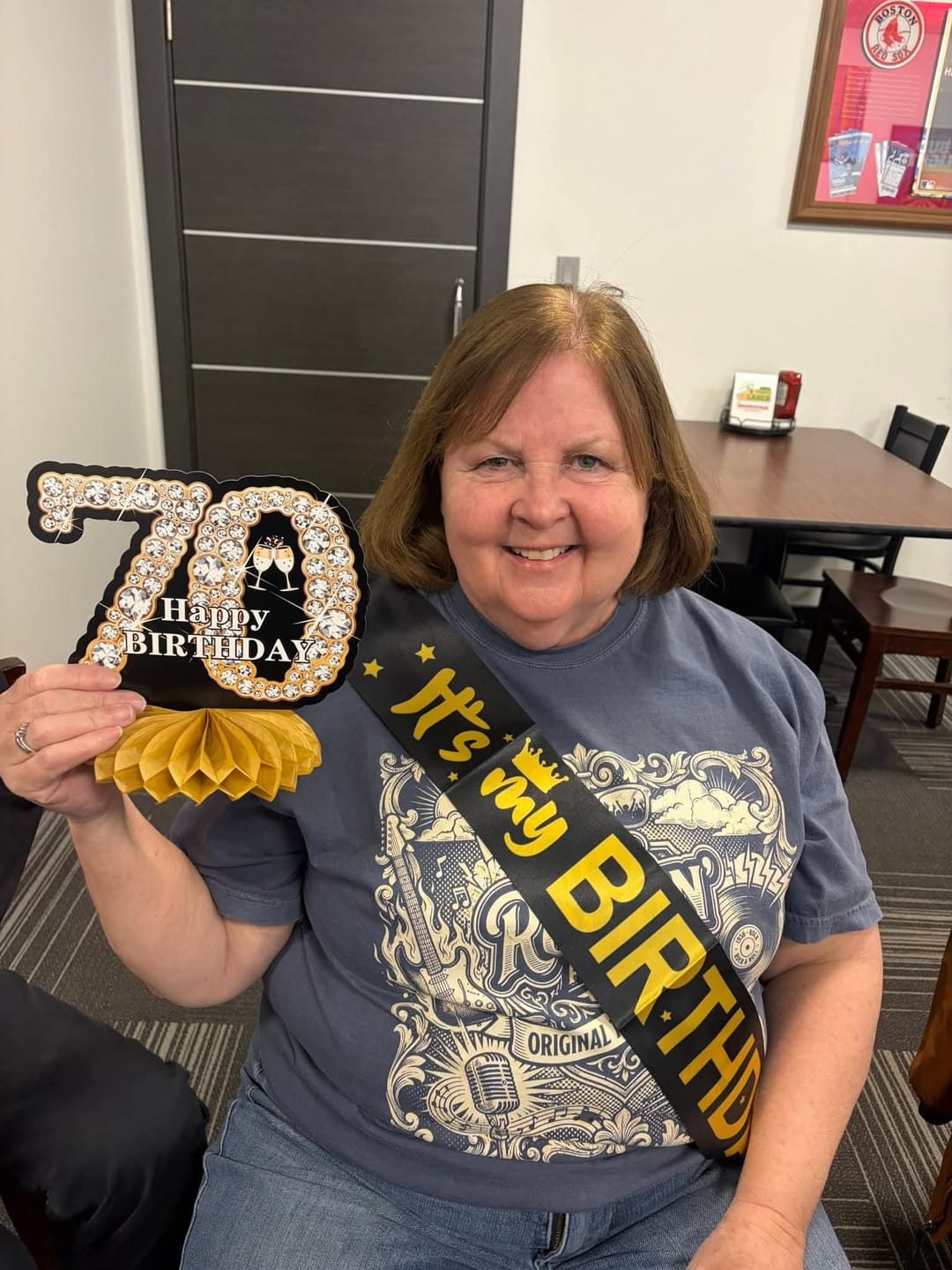 Customer photo review of Still Rockin' at 70, Original 1956 Model - Premium 70th Birthday T-Shirt