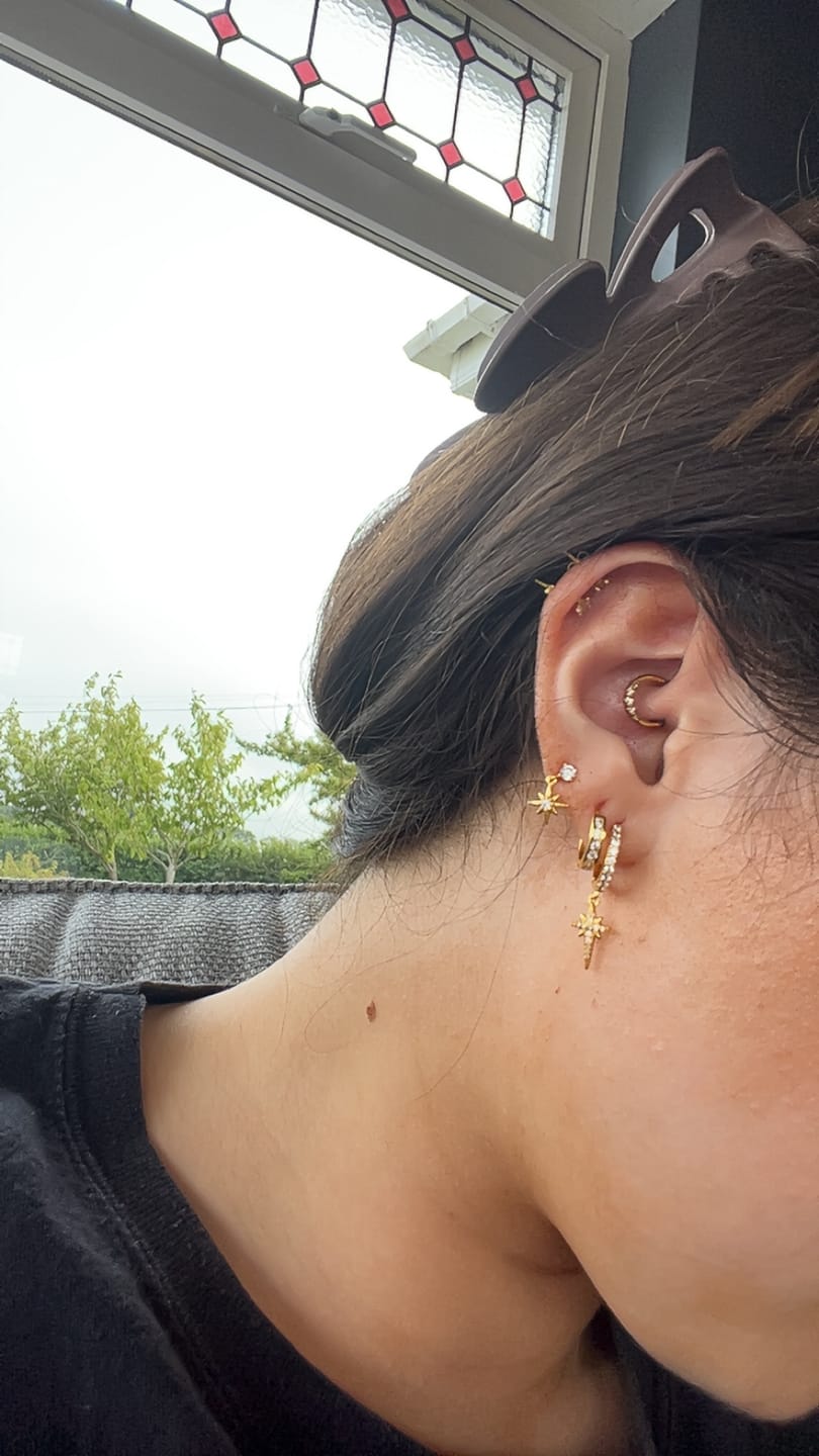 Customer photo review of North Star Hoop Earrings Gold