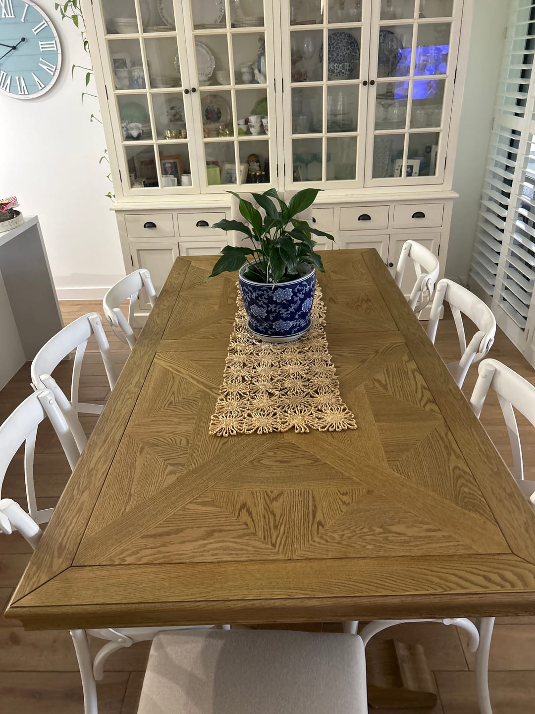 Customer photo review of Kensington Parquetry Natural Oak Dining Table