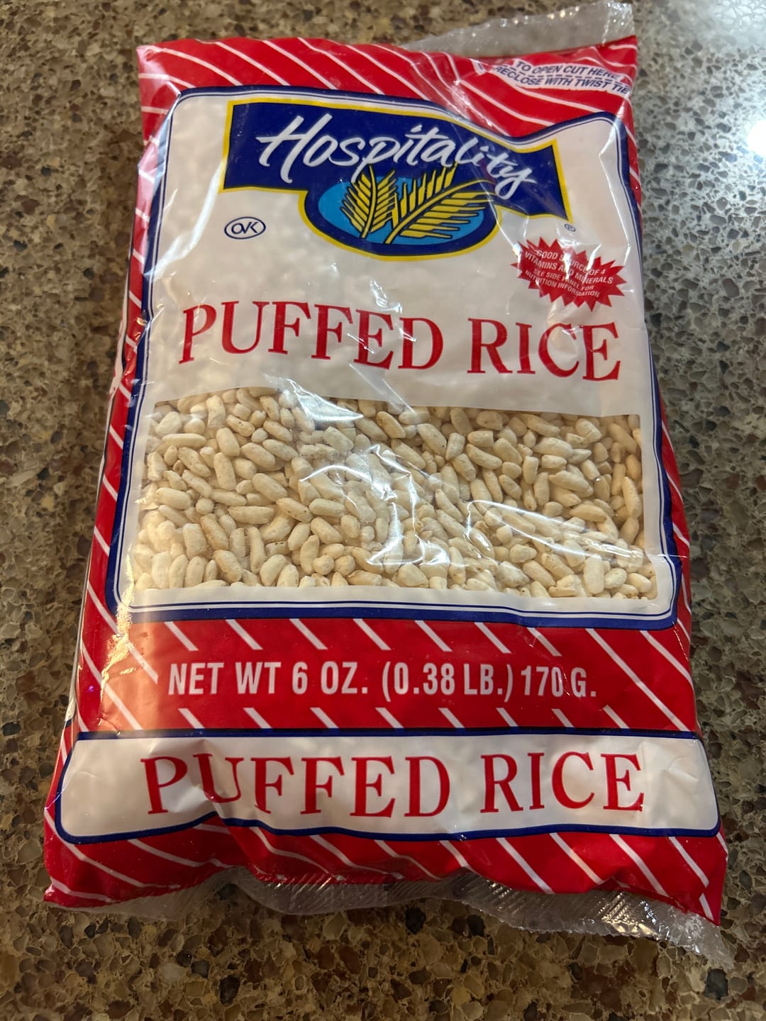 Customer photo review of Hospitality Puffed Rice Cereal - 6 OZ 12 Pack