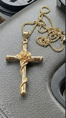 Customer photo review of Sacred Rose Pendant (Gold)