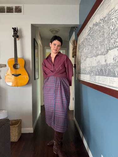 Customer photo review of ALEXANDRA SHIRT DRESS | BEACON STRIPE X CHEX