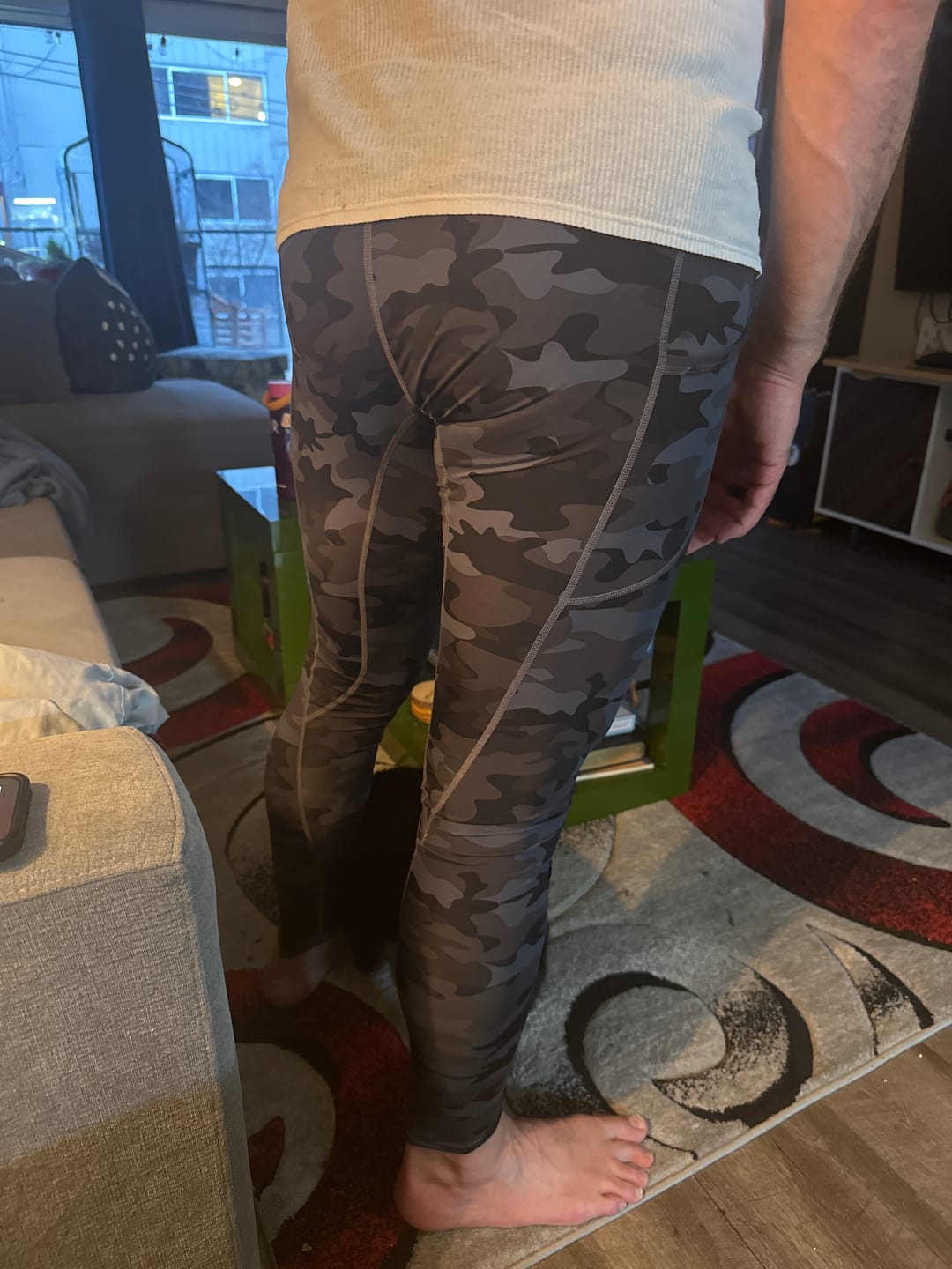 Customer photo review of Nylon 28in Leggings No Fly 2pk Camo/Gray