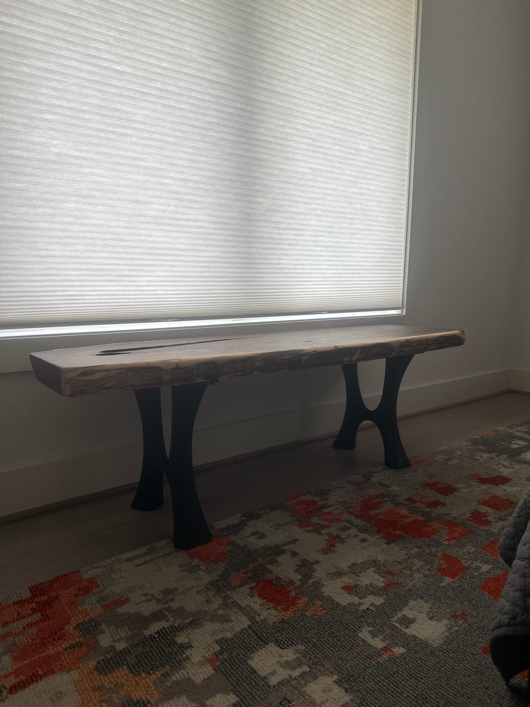 Customer photo review of Bench Legs 103 Haru 16.3" H for Dining Live Edge Tabletop