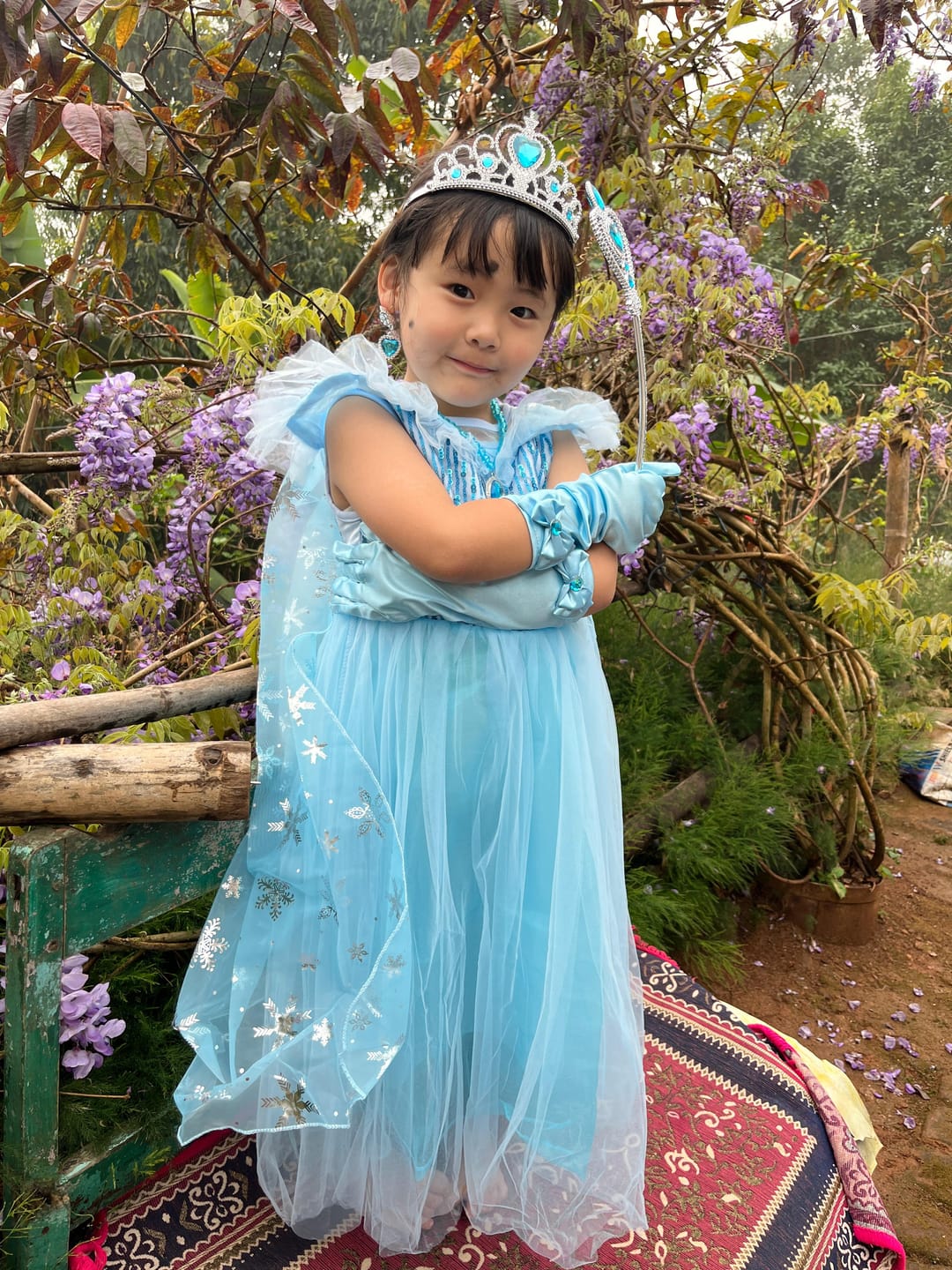 Customer photo review of Fancydresswale Princess Elsa Party Dress with,Crown,Necklace,Earrings,Gloves Accessories 3-8 Years