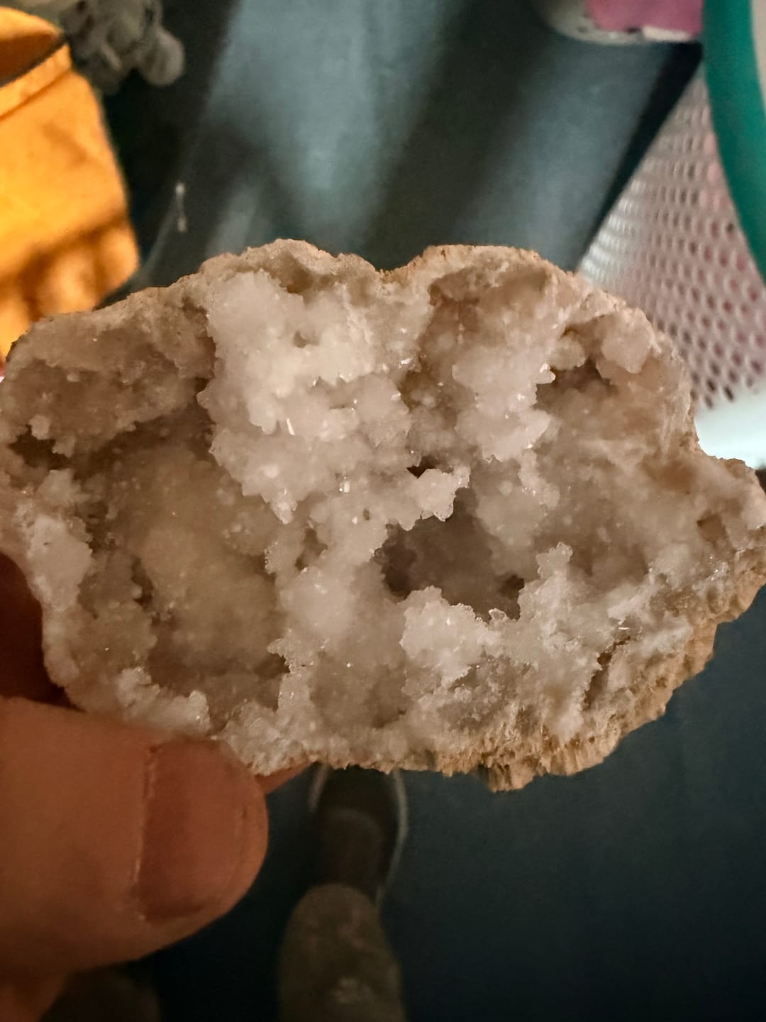 Customer photo review of Gallon Bucket of Quartz Geodes w/ One Colored Geode