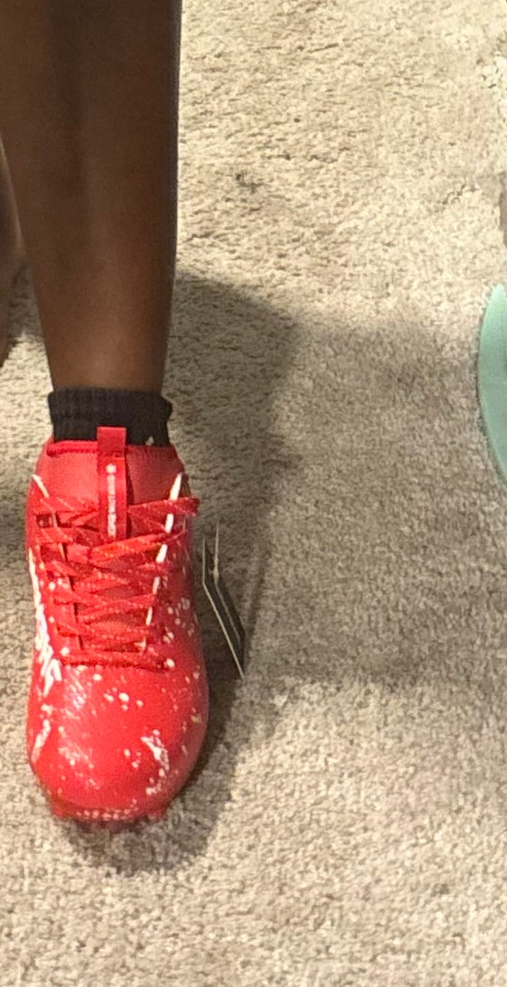 Customer photo review of Kool-Aid 'Cherry' Football Cleats - Quantum Speed by Phenom Elite