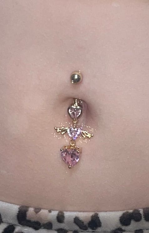 Customer photo review of Sent To Heaven Angel Heart Belly Rings