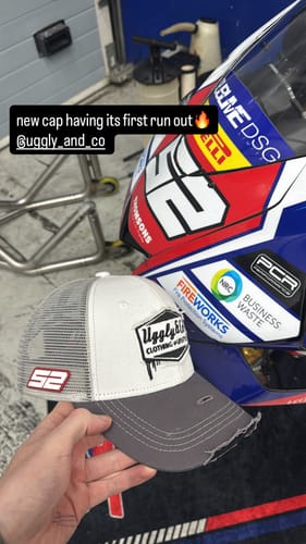 Customer photo review of Grey & White Diamond Trucker Hat