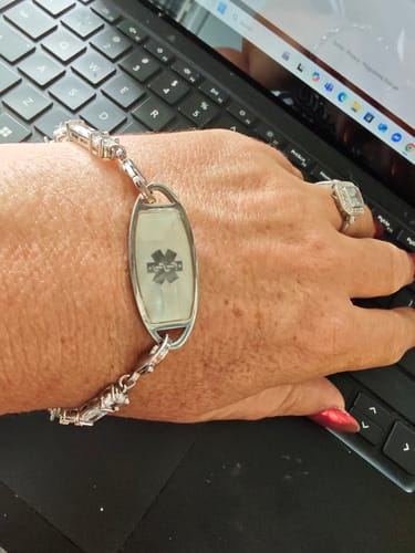 Customer photo review of Lumine Grace Women’s Medical ID Bracelet