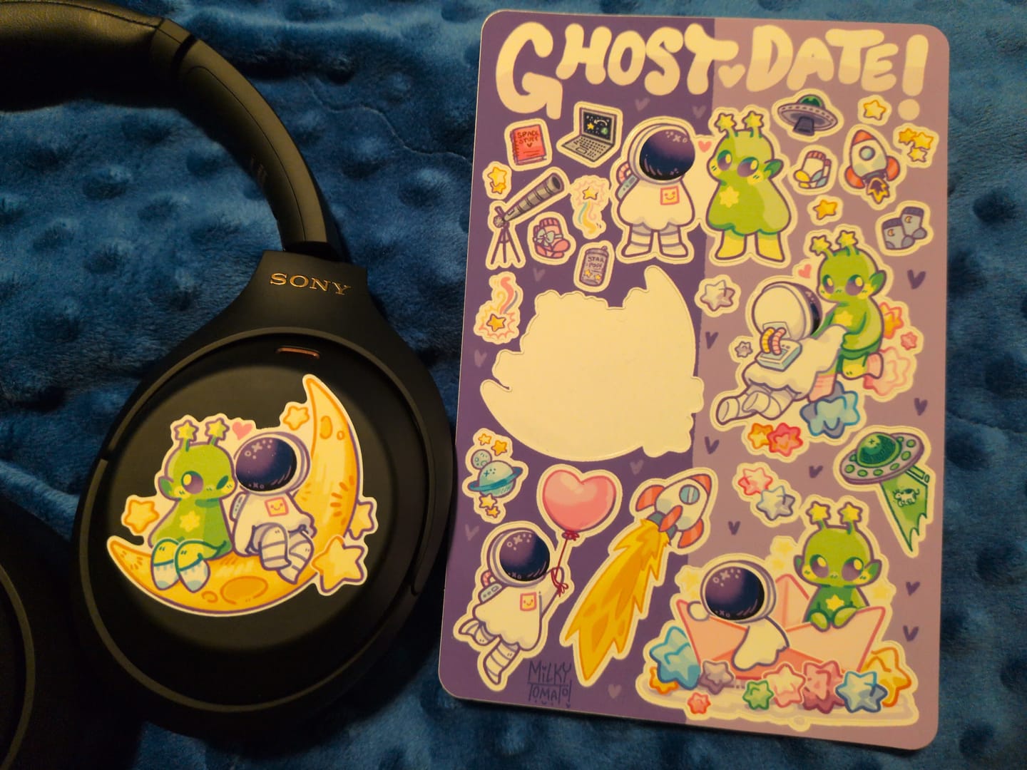 Customer photo review of Ghost Date Astronaut and Alien Sticker Sheet!