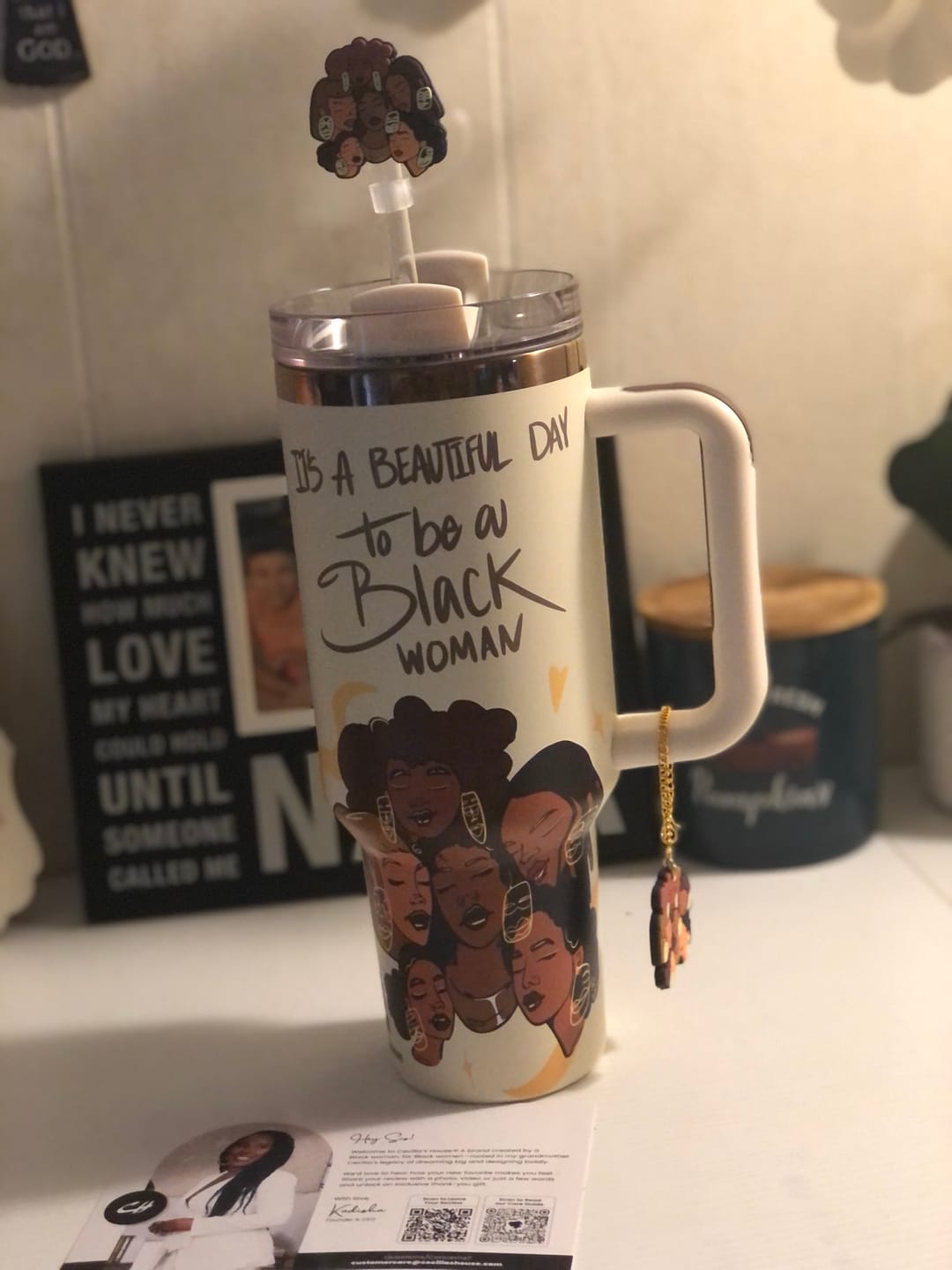 Customer photo review of Limited Edition "Crème Brûlée" Insulated Tumbler – Pinklomein x Cecilia's House Collab