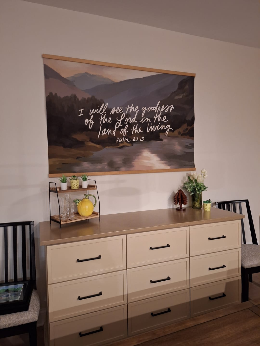 Customer photo review of Large Canvas with Banner Wood: I will see the goodness of God