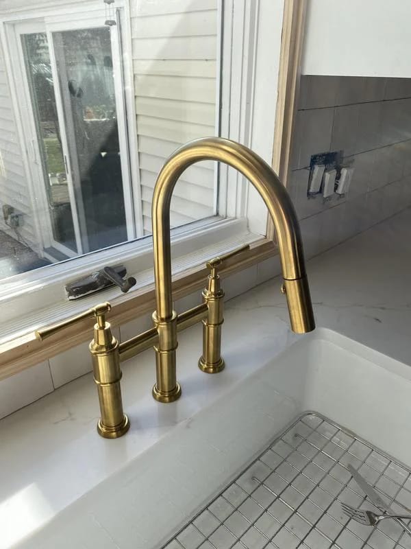 Customer photo review of Unlacquered Brass 3 Holes Bridge Faucet