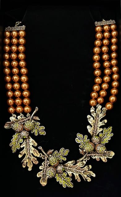 Customer photo review of HEIDI DAUS® "Autumn Leaves" Fall Statement Necklace with Leaf & Acorn Accents