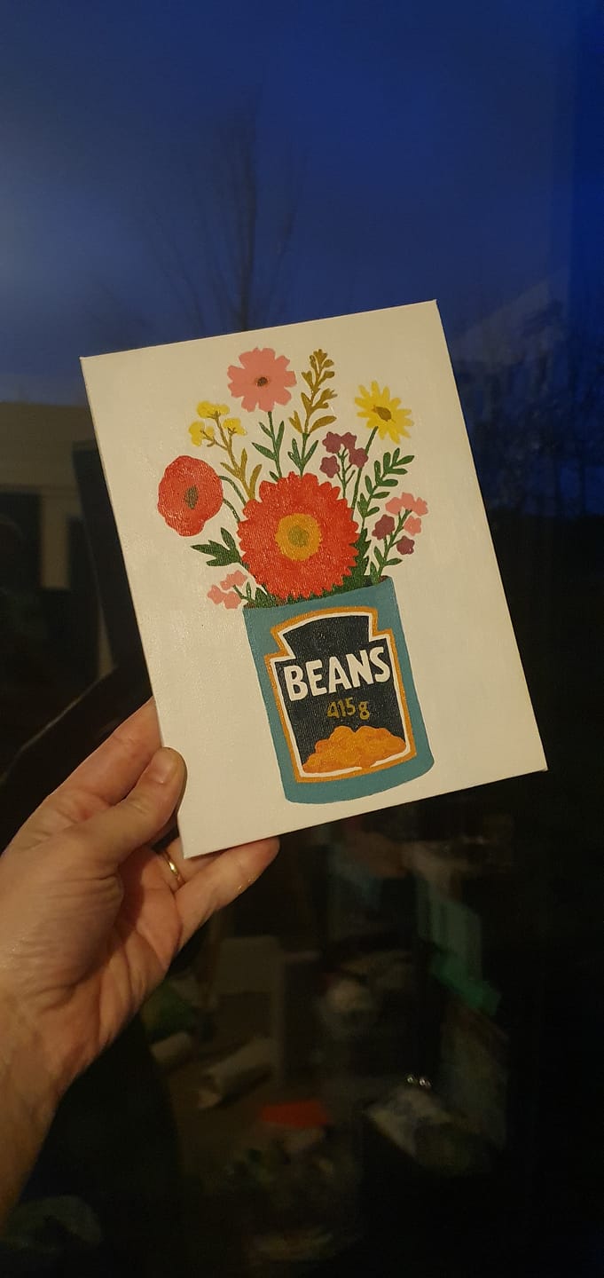 Customer photo review of 6 Mini Paintings - Flowers in Cans Set