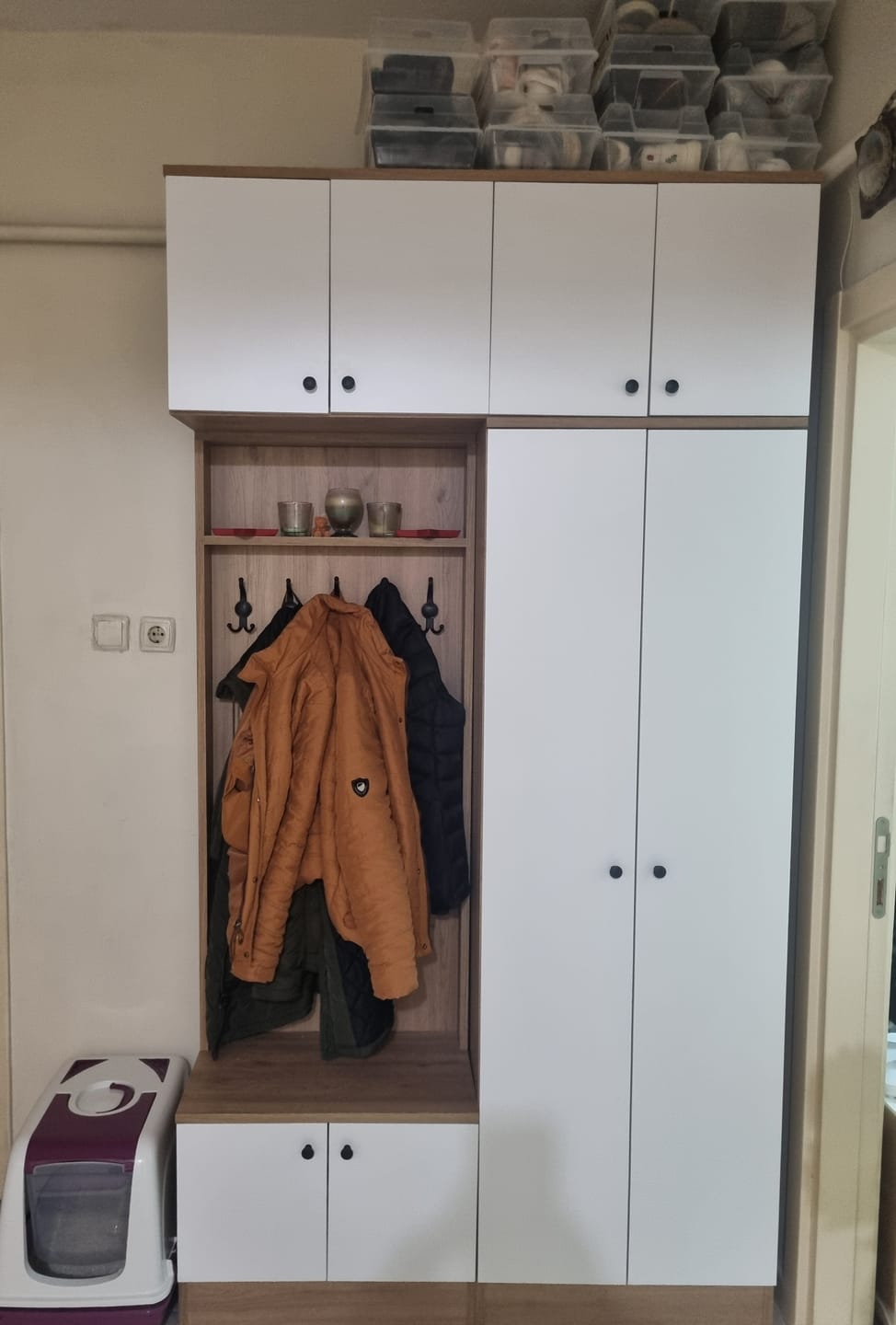 Customer photo review of Rani EA144 Modern Portmanto Raflı Ayakkabılık Vestiyer Sepet Ceviz - Beyaz
