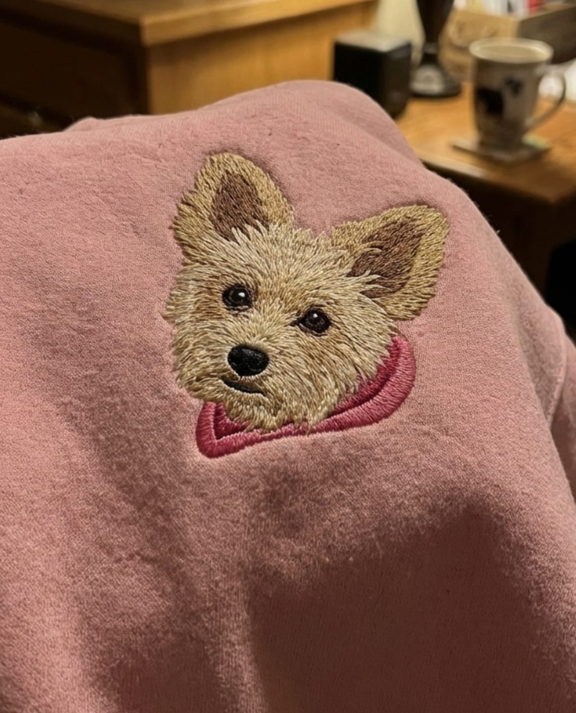 Customer photo review of Custom Full-Color Embroidered Pet Portrait Hoodie