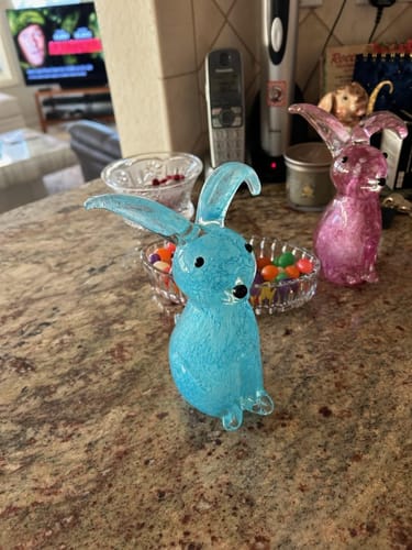 Customer photo review of Large Glass Rabbit, Pink Peony