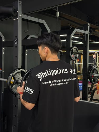 Customer photo review of Premium Oversized Scripture Tee