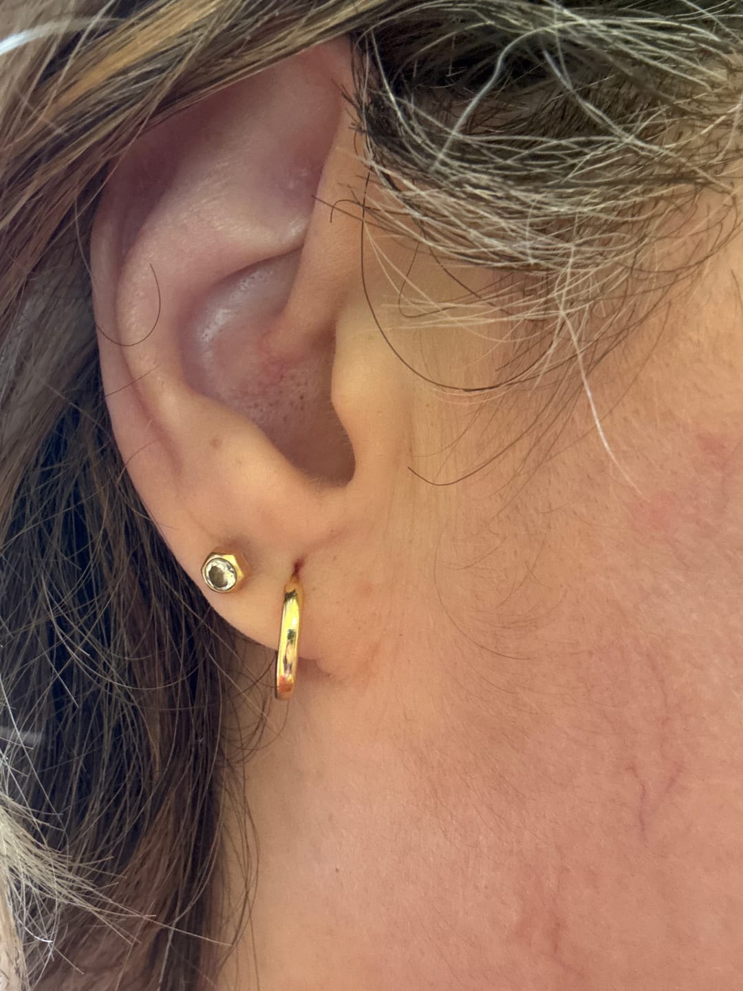 Customer photo review of Small Hoops in Gold