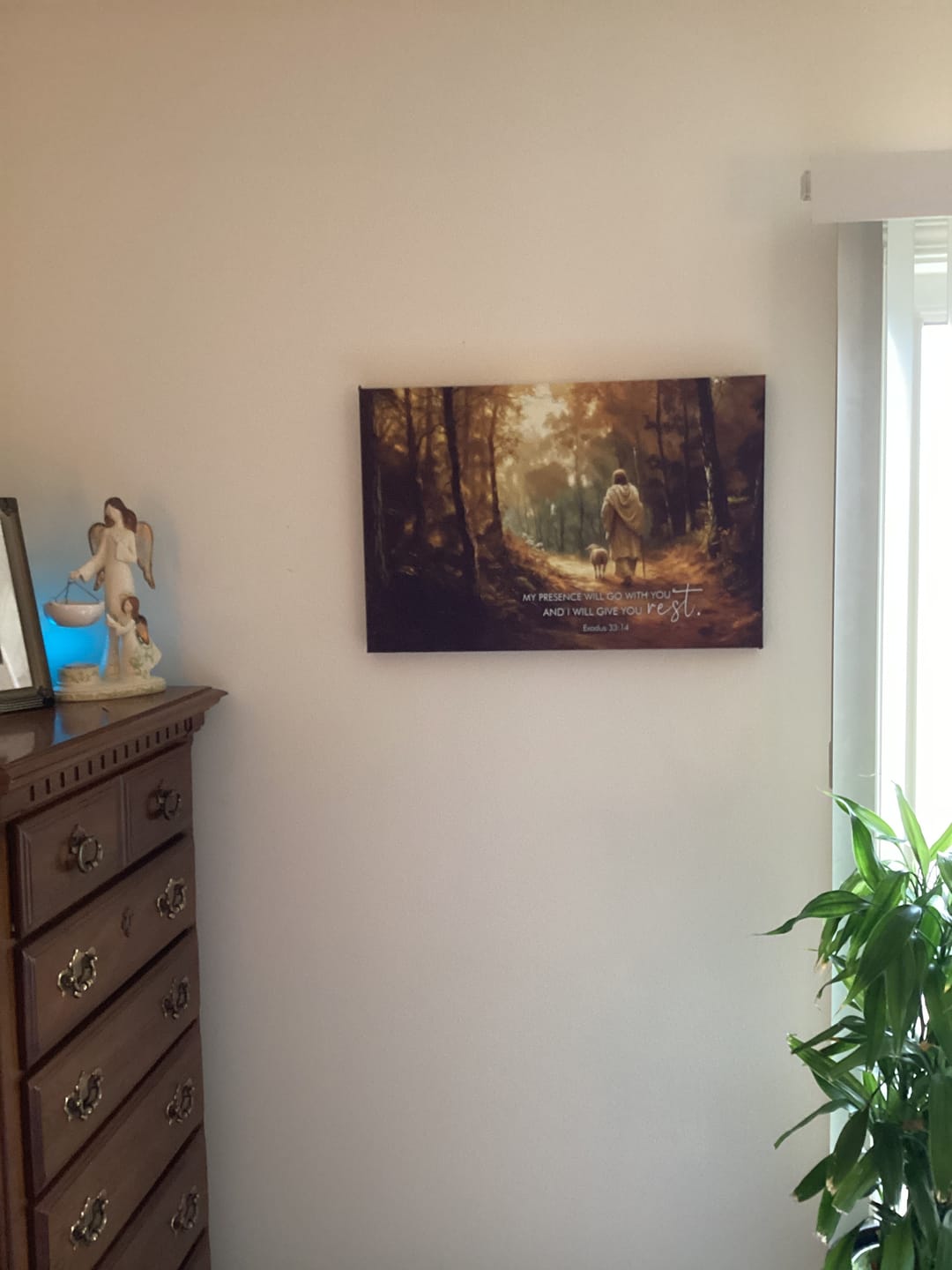 Customer photo review of Exodus 33:14 My Presence Will Go With You Wall Art Canvas