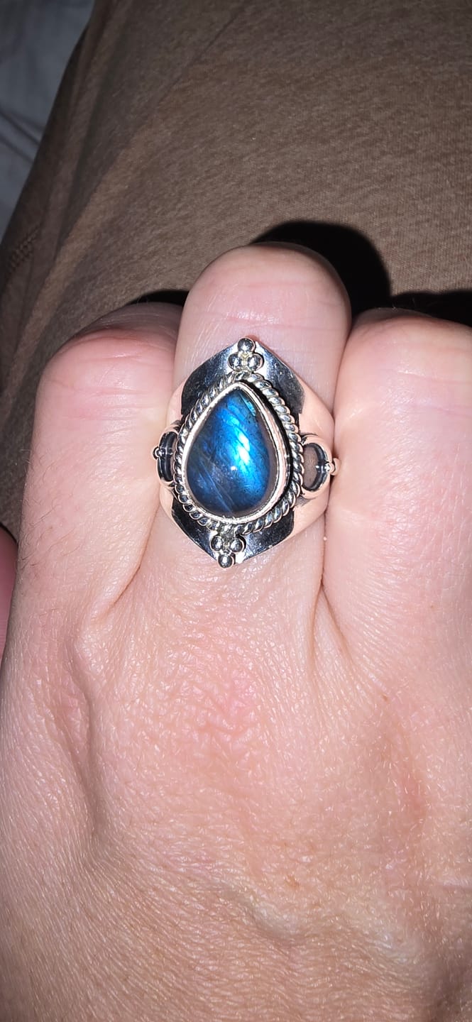 Customer photo review of Teardrop Labradorite Ring Sterling Silver
