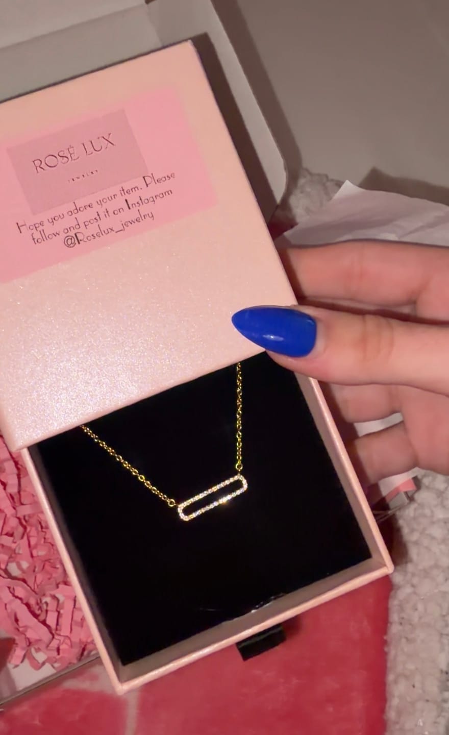 Customer photo review of Diamond Paperclip Necklace