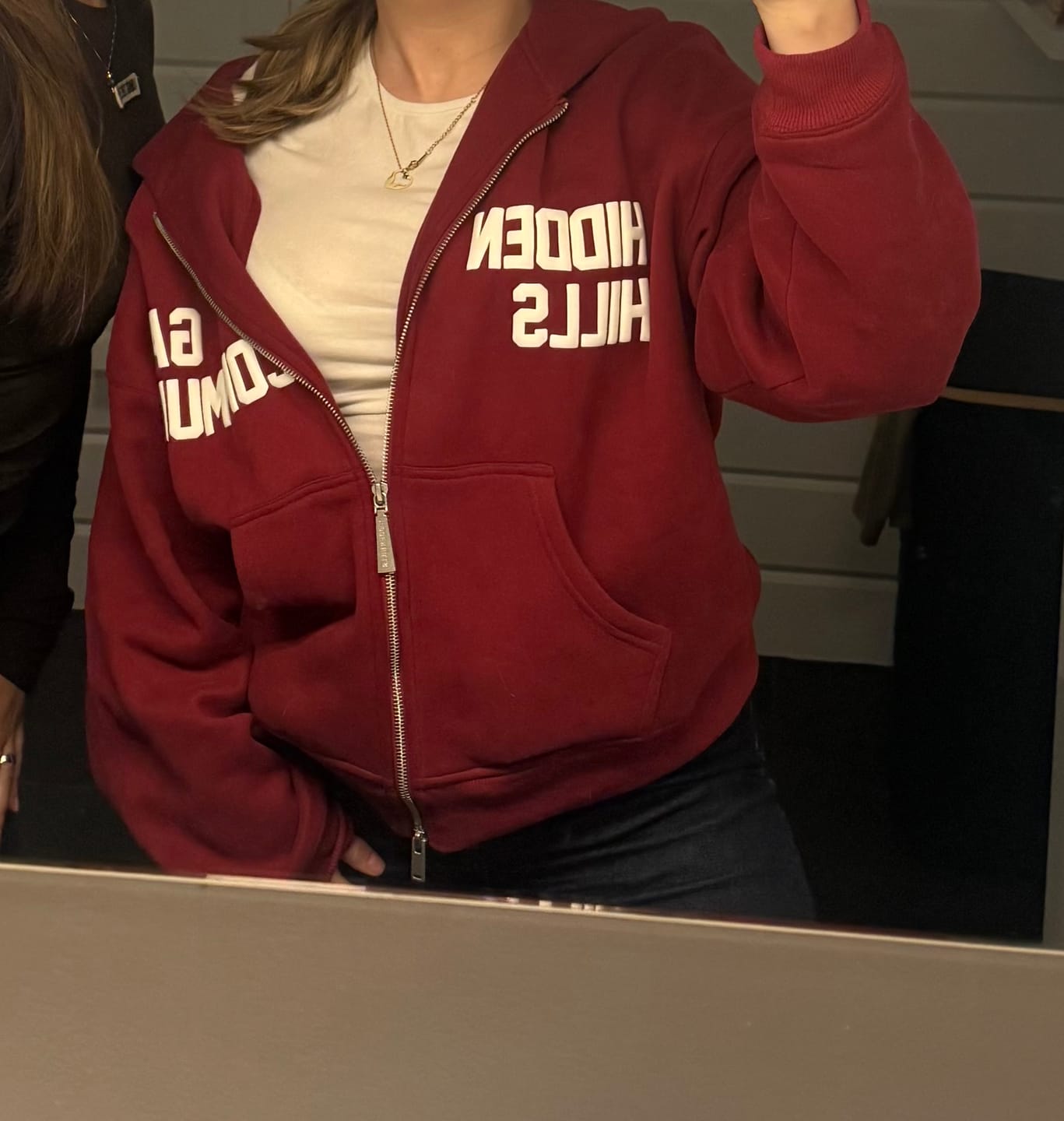 Customer photo review of GATED COMMUNITY ZIP HOODIE BURGUNDY