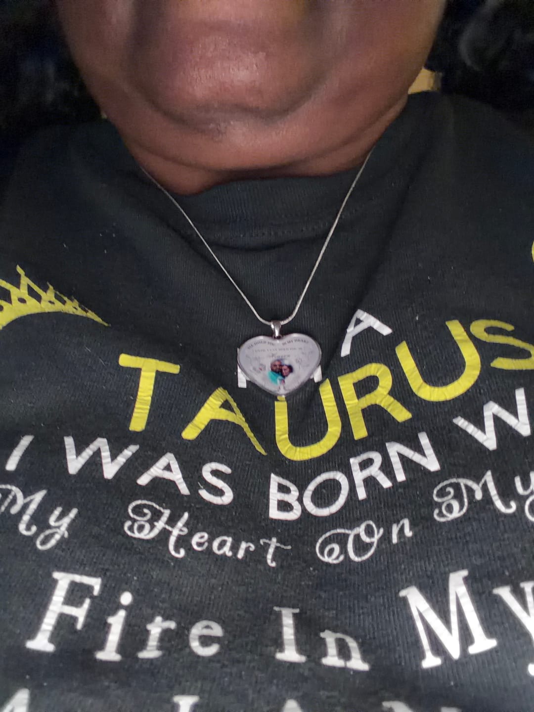 Customer photo review of Custom Photo Memorial Necklace Adjustable "I'll Hold You In My Heart” -N002