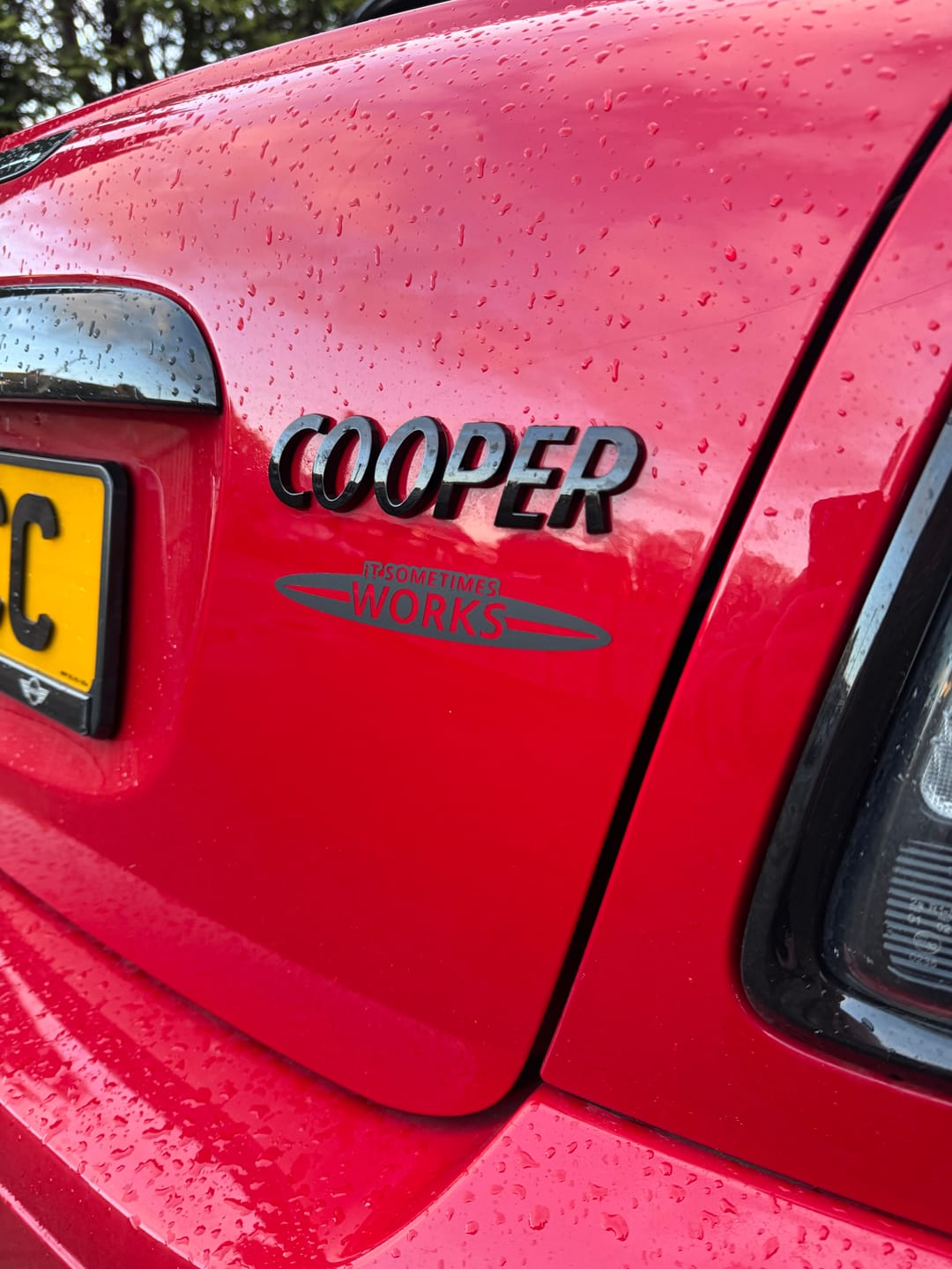 Customer photo review of Carfectionery "It Sometimes Works" JCW MINI sticker