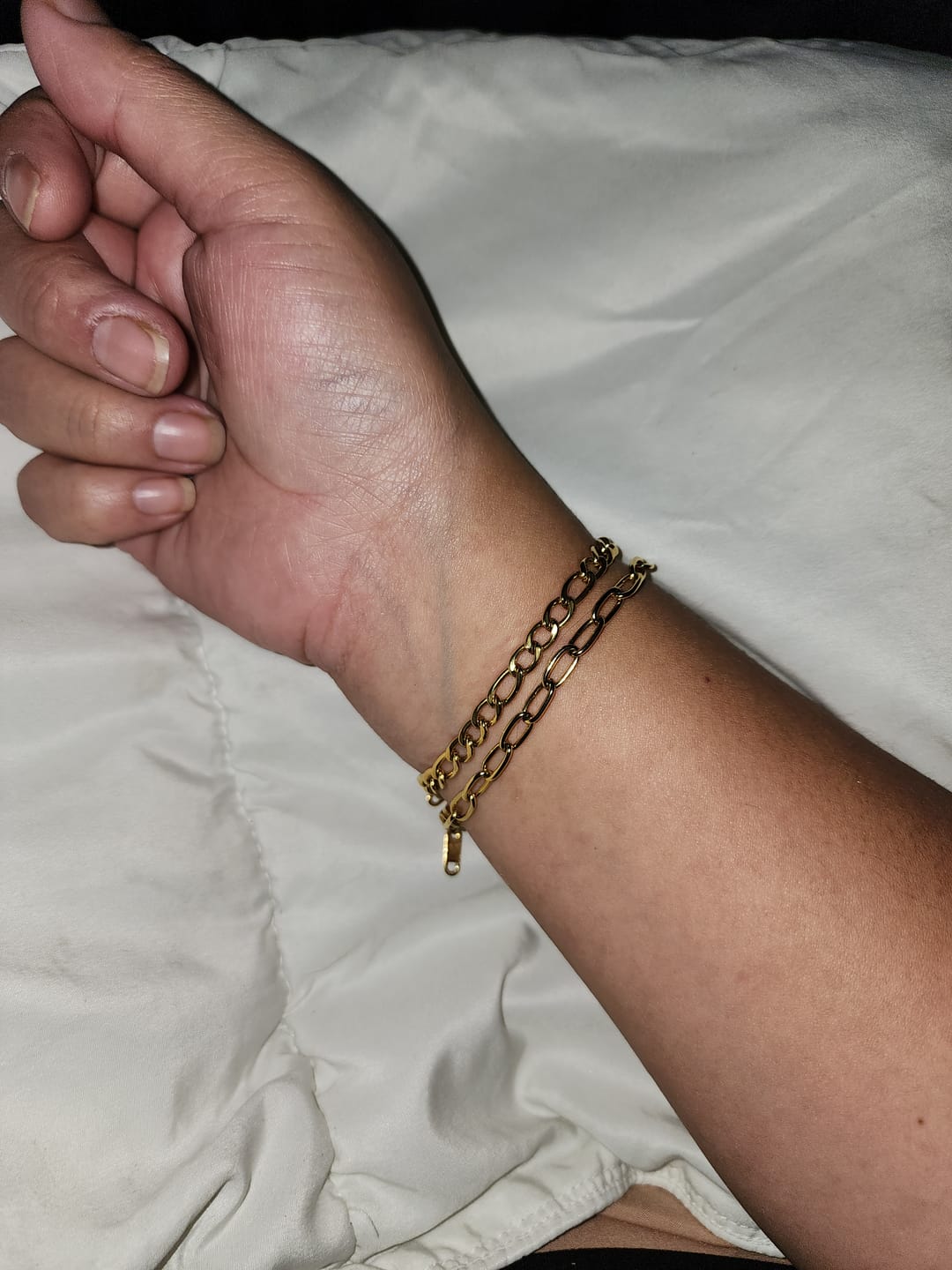 Customer photo review of Paperclip Figaro Bracelet Set