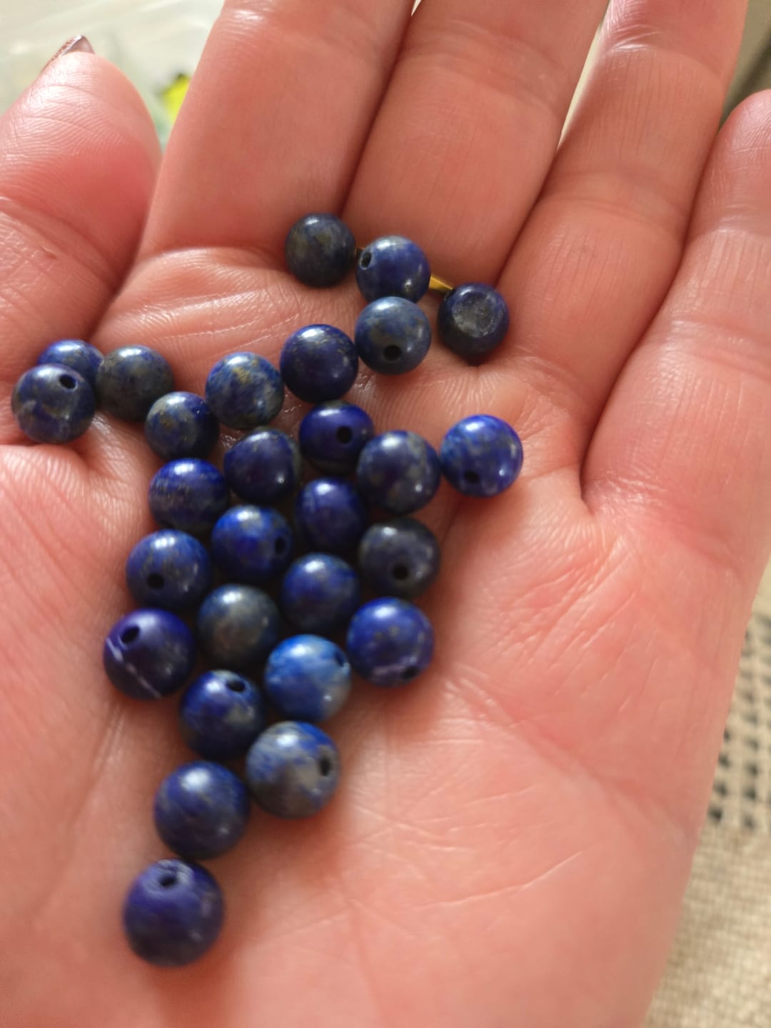 Customer photo review of Natual lapis lazuli,6.5mm round  gemstone,natural Gemstone beads,15.5inch ,0.8mm hole, 16"
