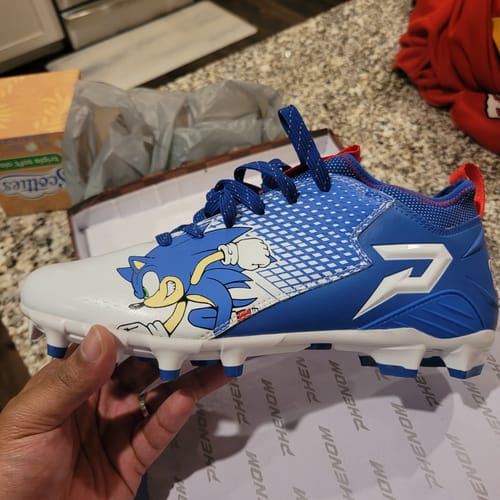 Customer photo review of Sonic the Hedgehog Football Cleats by Phenom Elite