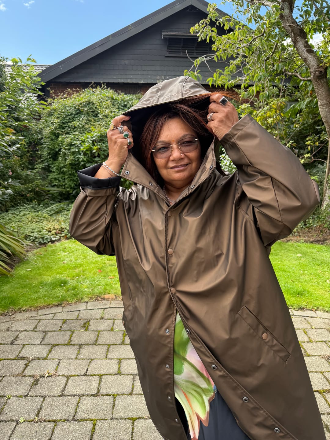 Customer photo review of Charlie Raincoat - Antique Gold