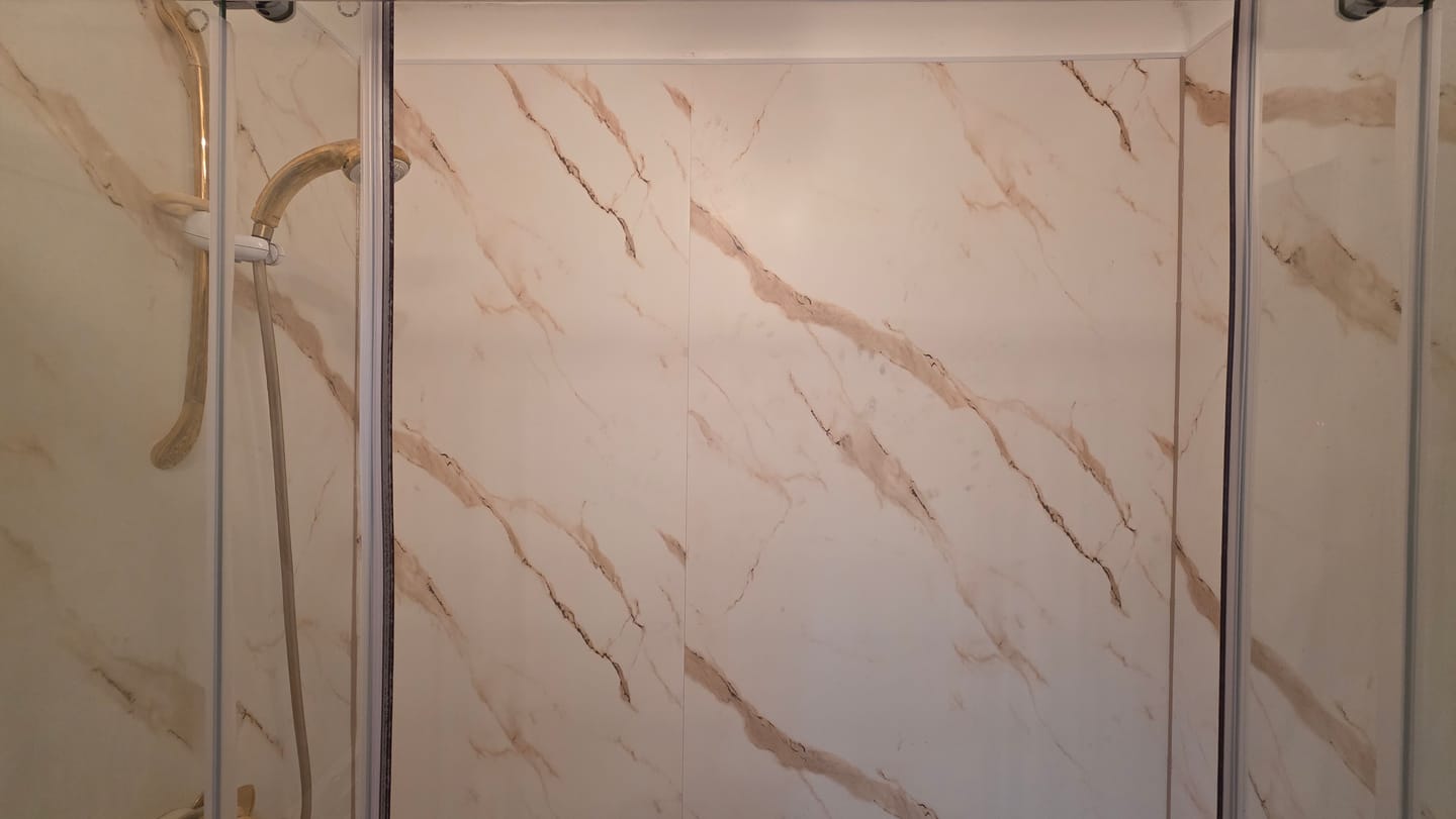 Customer photo review of 10mm Gold Marble Matt Shower Panel 1M x 2.4M