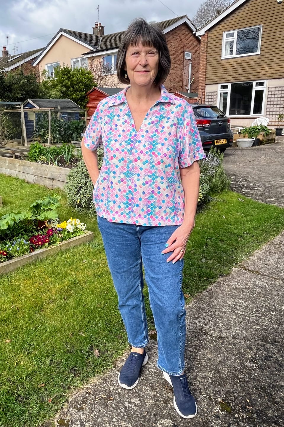 Customer photo review of Abstract Tiles Linen Viscose Fabric