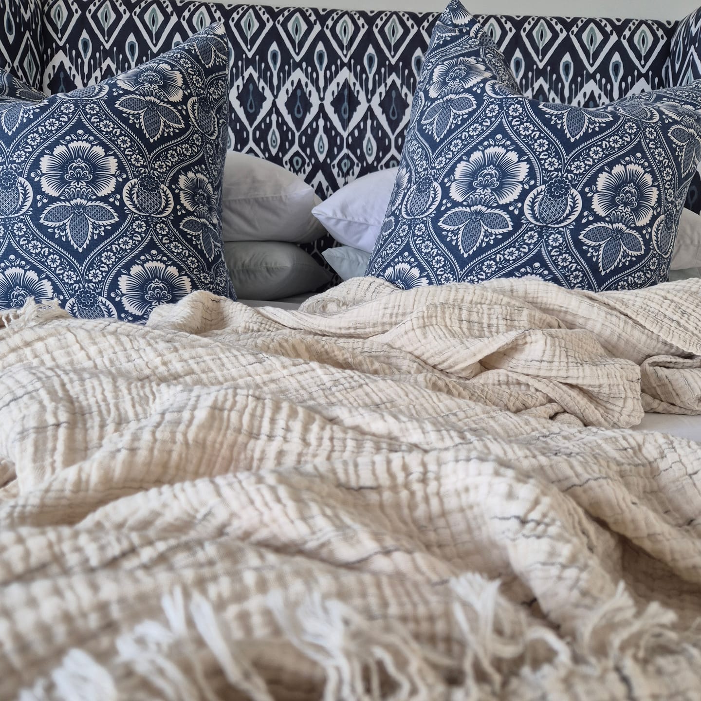 Customer photo review of Charcoal Wisp Swaddle Blanket (King)