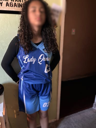 Customer photo review of Custom Navy Powder Blue Gradient Fashion Sets Sports Uniform Basketball Jersey