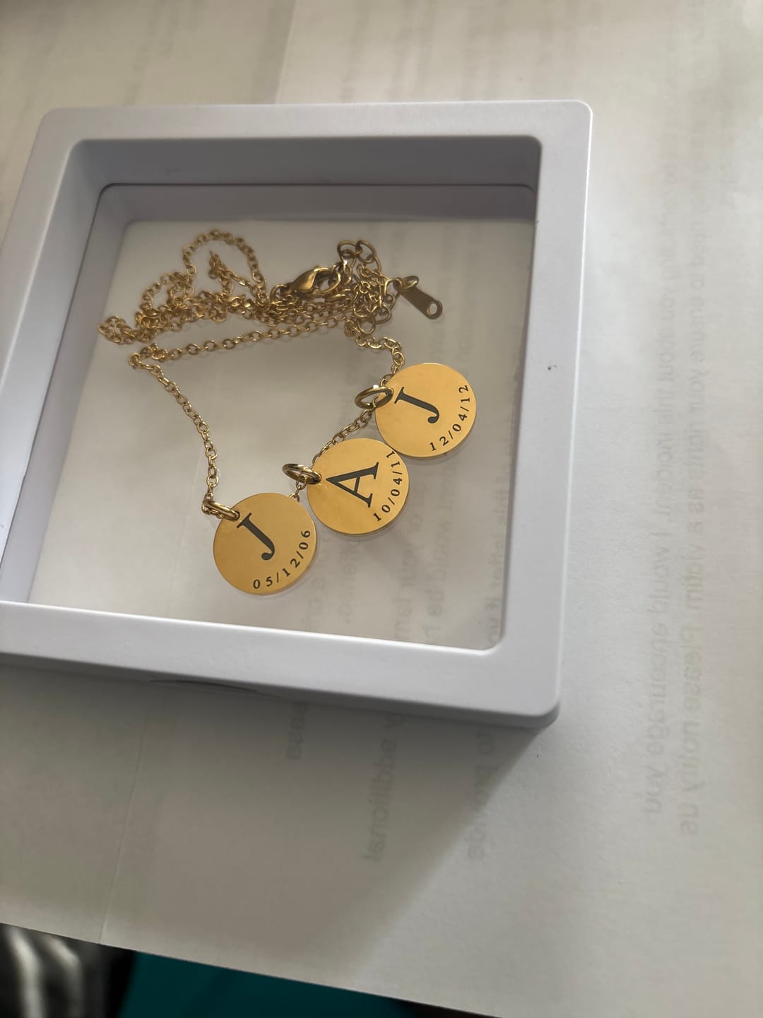 Customer photo review of Initial Date Charm Necklace