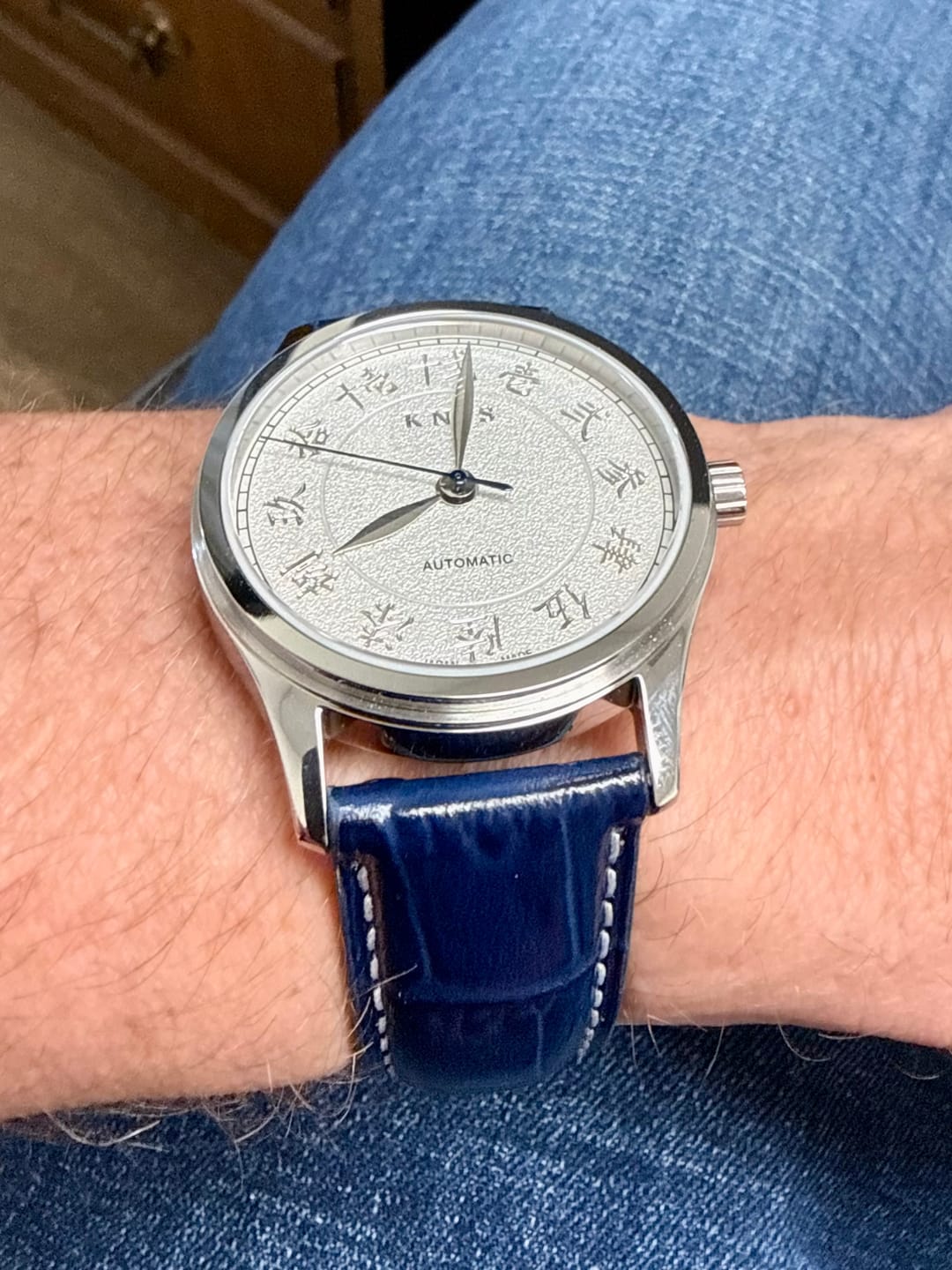 Customer photo review of Leather - Crocodile Grain - Berry Blue
