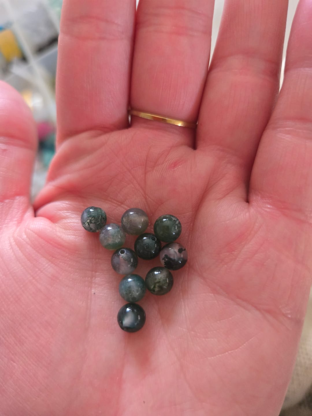 Customer photo review of Moss Agate, 6mm Round Agate Gemstone Beads Strand, 15.5inch, hole 1mm, 60 beads