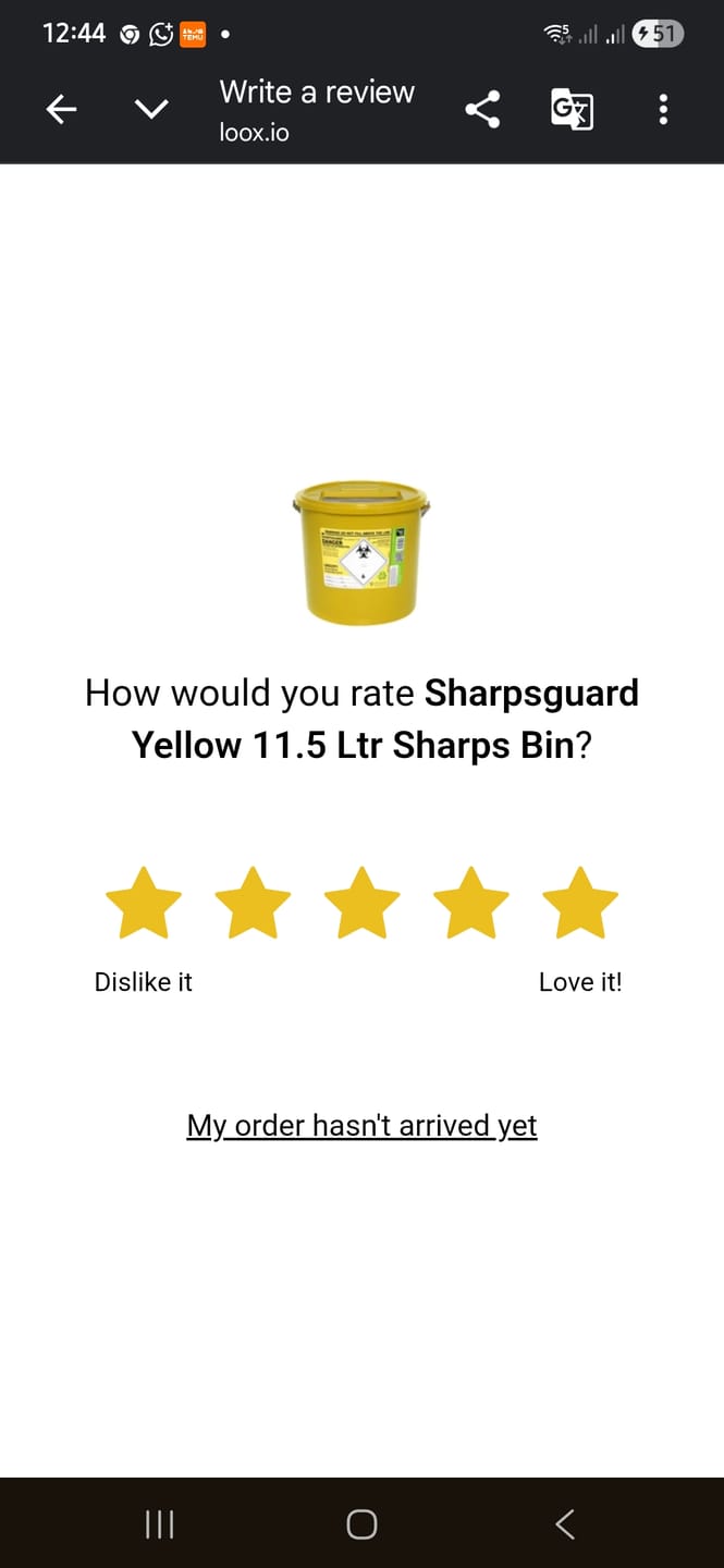 Customer photo review of Sharpsguard Yellow 11.5 Ltr Sharps Bin