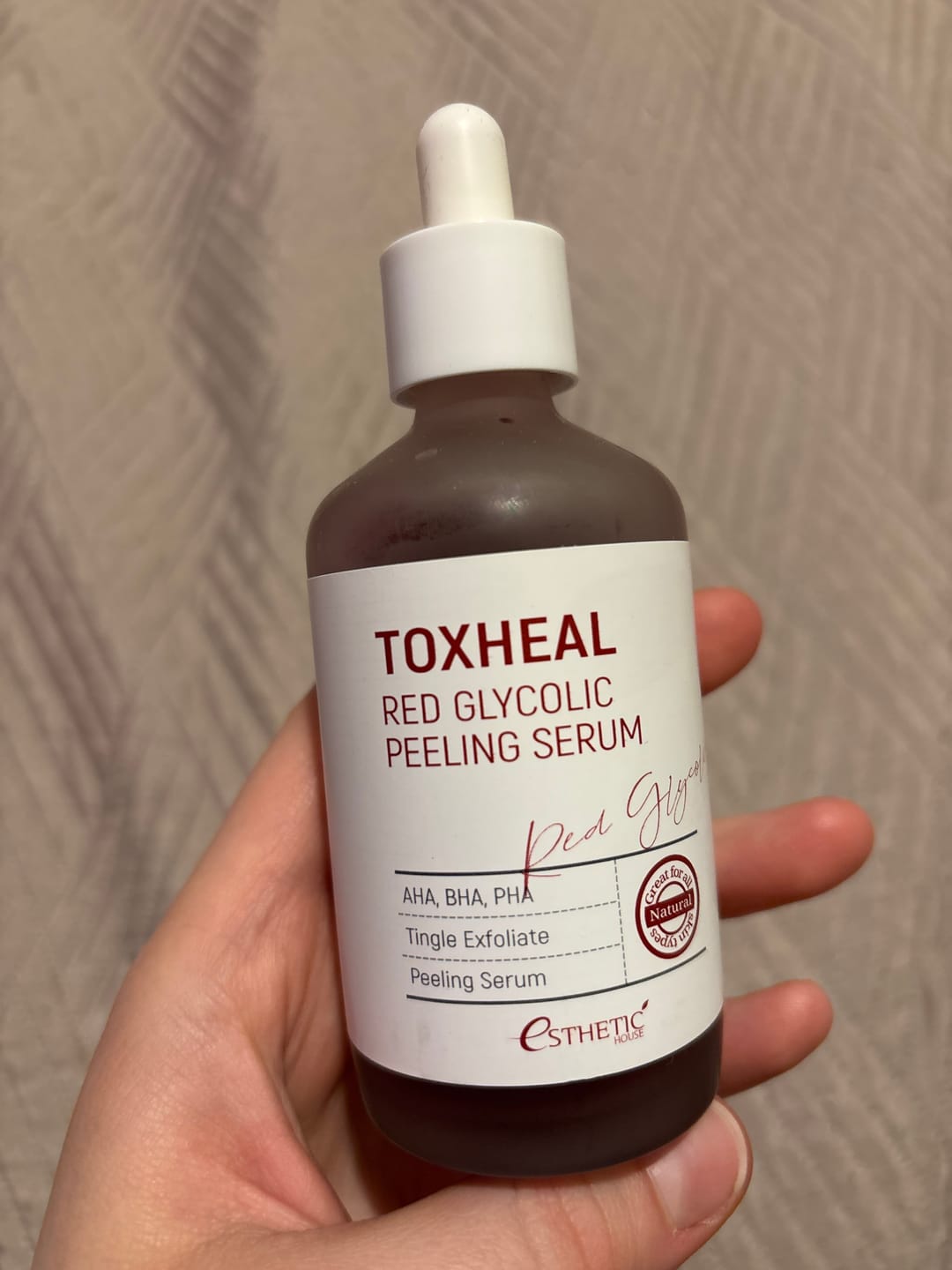 Customer photo review of Pīlings-serums ar skābēm Esthetic House Toxheal Red Glycolic Peeling Serum