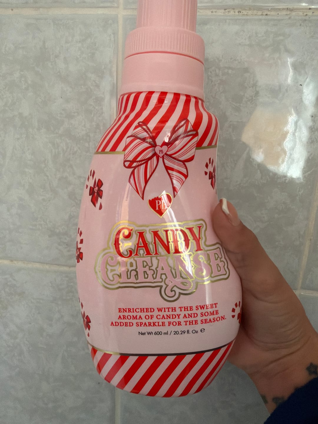 Customer photo review of P.Louise Candy Cane Cleanse Body Wash